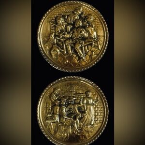 Vintage 2 Old World Vintage Brass Metal Wall Cottage Pub Plaques Made In England